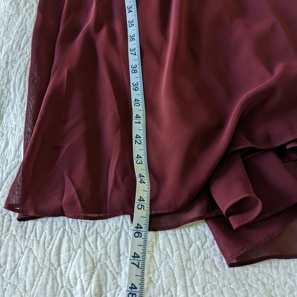 BILL Levkoff Wine Burgundy V Neck Chiffon Gown 10 - Picture 13 of 16